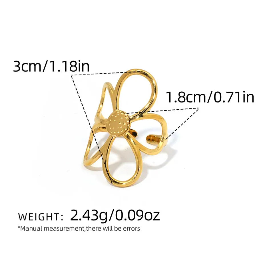 18K Gold Geometric Flower Ring Set for Women