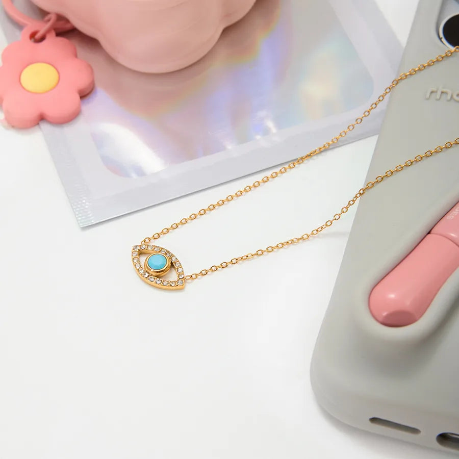 18K Gold Evil Eye Pendant Necklace