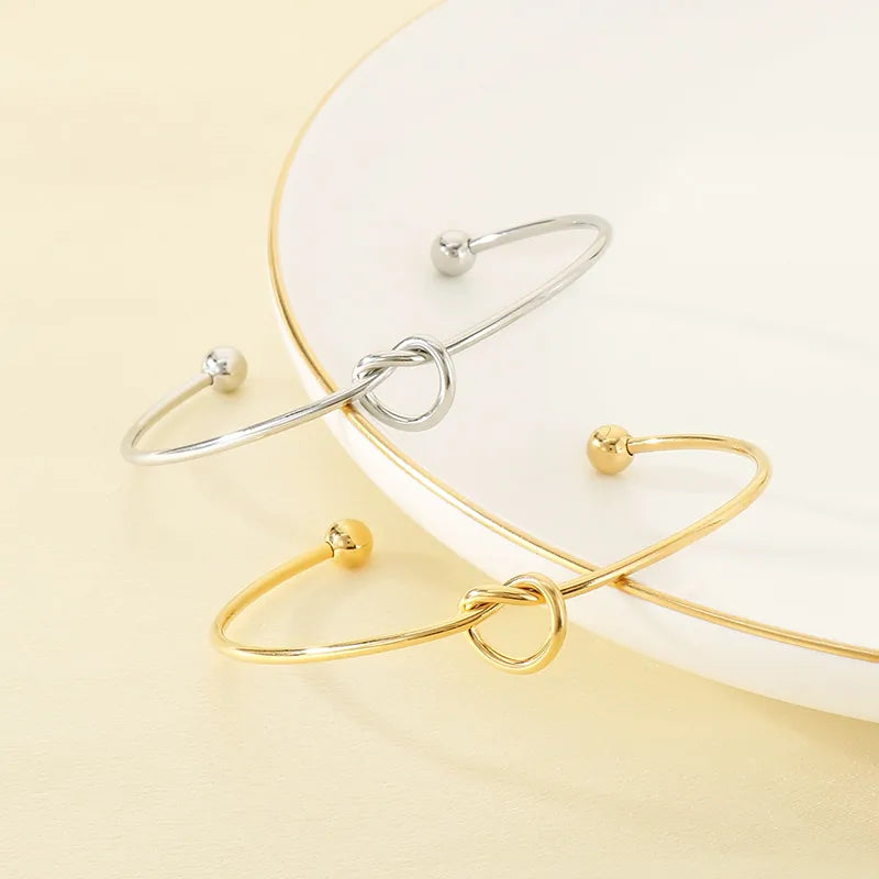 Knotted Bead 18K Gold Stainless Steel Bracelet