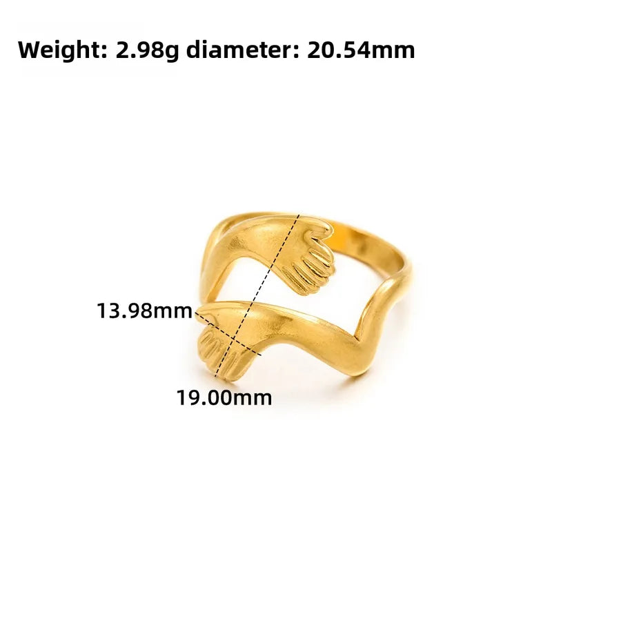Gold Open Heart Stainless Steel Ring Adjustable Opening J313 Gold