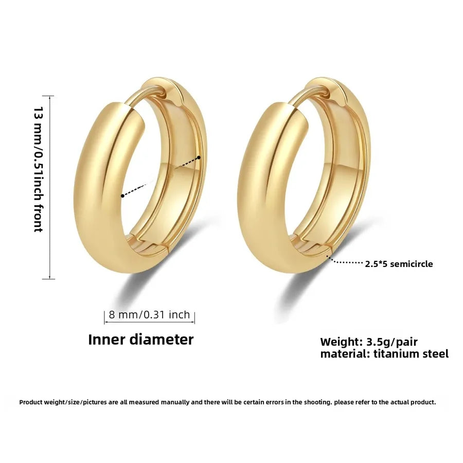 Luxury Titanium Steel Geometric Earrings Golden 8m'm