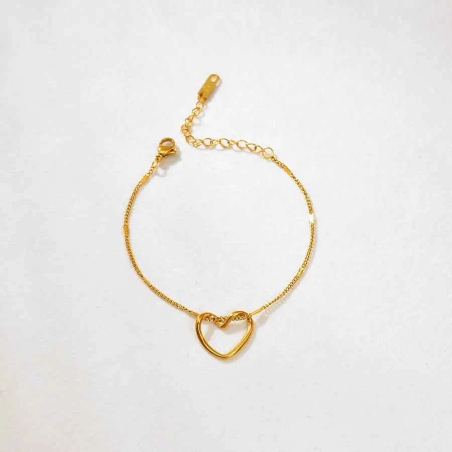 18K Gold Plated Hollow Heart Necklace & Bracelet Set