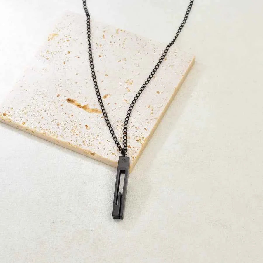 Minimalist Stainless Steel Column Pendant Necklace