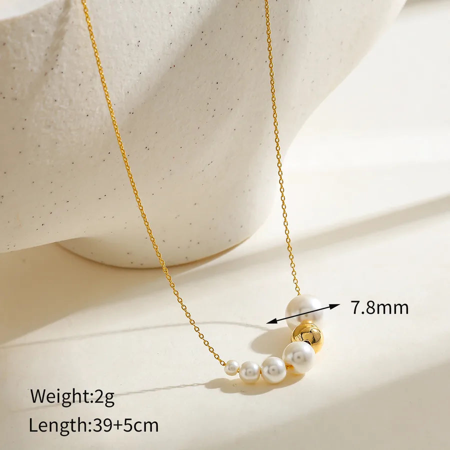 Elegant Gold-Plated Pearl Chain Necklace 1