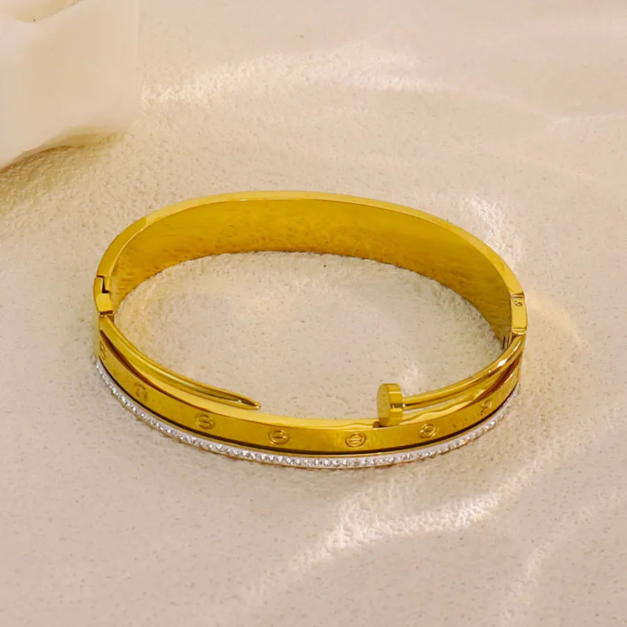 18K Gold Plated Star & Snake Stainless Steel Bracelet Average Size Gold Style 49