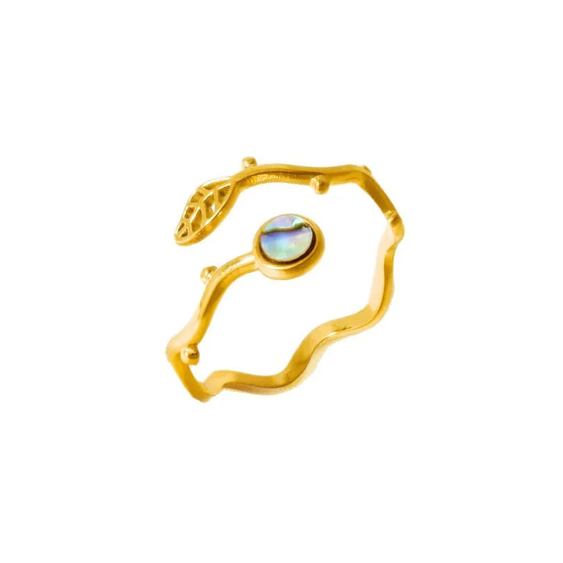 18K Gold Plated Geometric Shell Open Ring