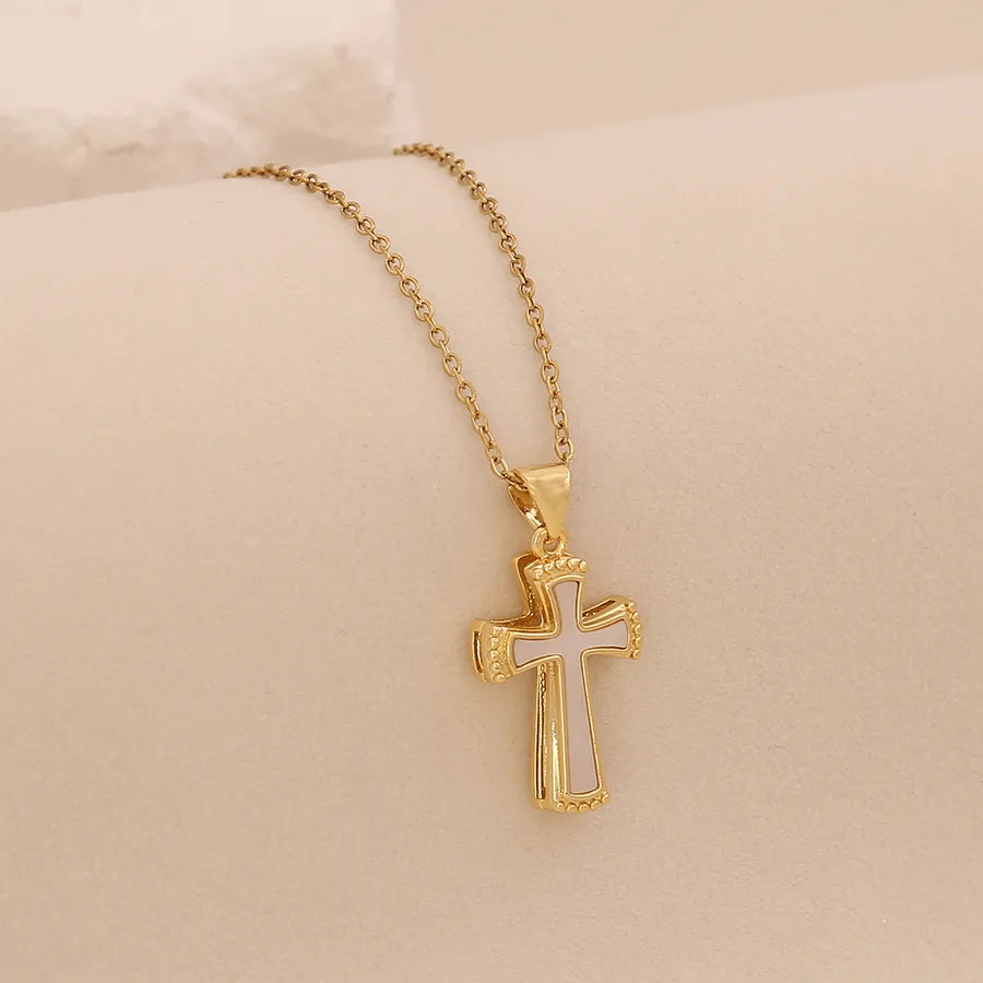18K Gold Plated Cross & Butterfly Pendant Necklace