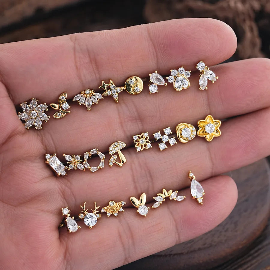 Stainless Steel Zirconia Stud Earrings