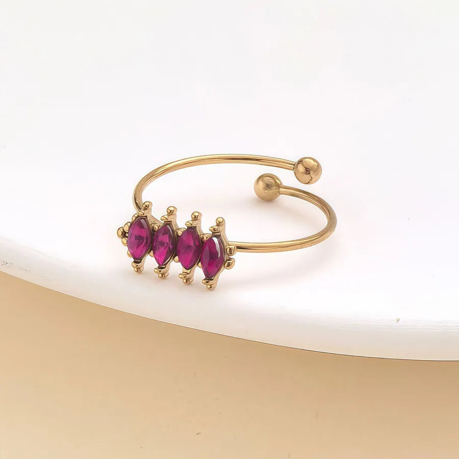 Zircon Heart & Flower Stainless Steel Ring JZ-25-09-024