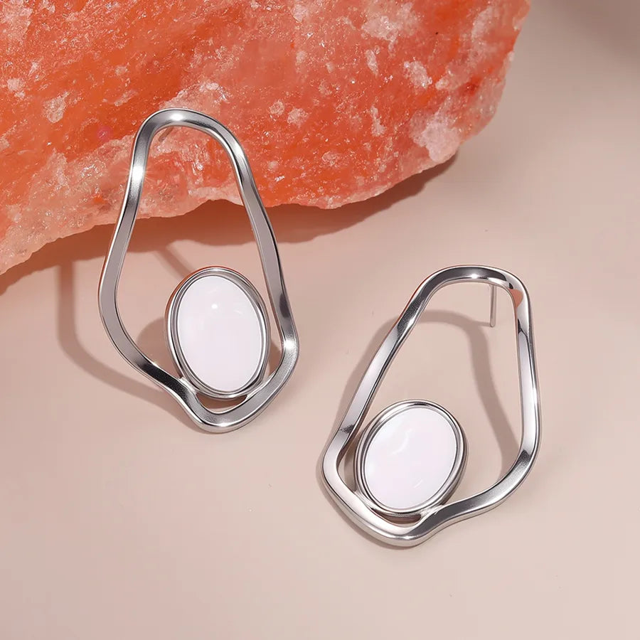 18K Gold Plated Irregular Mother-of-Pearl Earrings