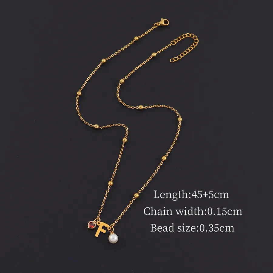 18K Gold Plated Heart & Letter Pendant Necklace Gold F