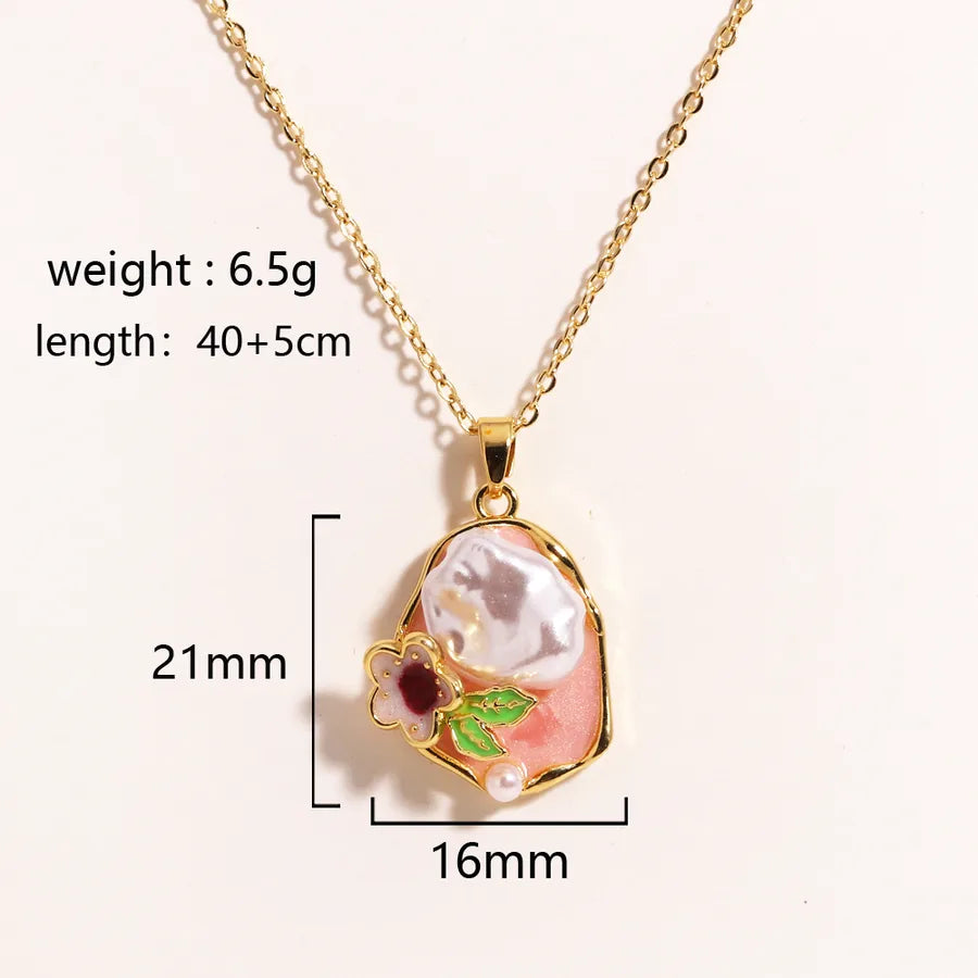 Floral Freshwater Pearl Pendant Necklace Style 9