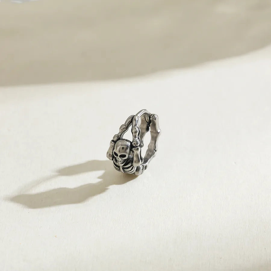 18K Gold Plated Rose Skull Earrings Skull Style Steel Color-12.36*14.12*6.95mm