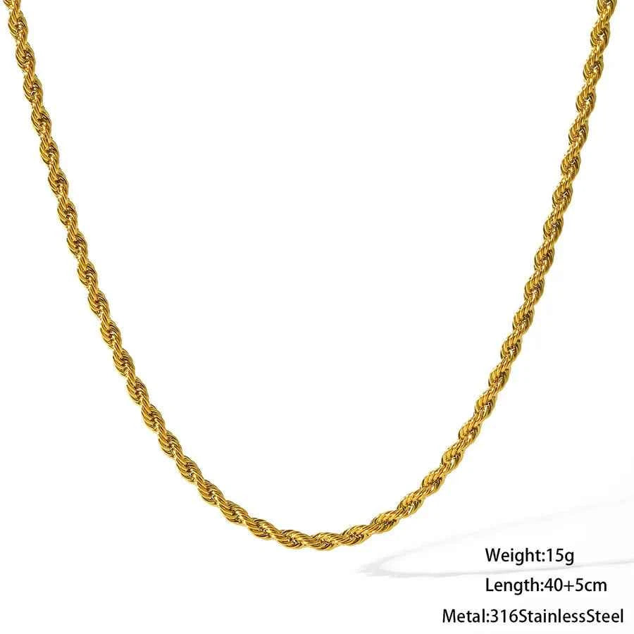 18K Gold Plated Stainless Steel Twist Necklace