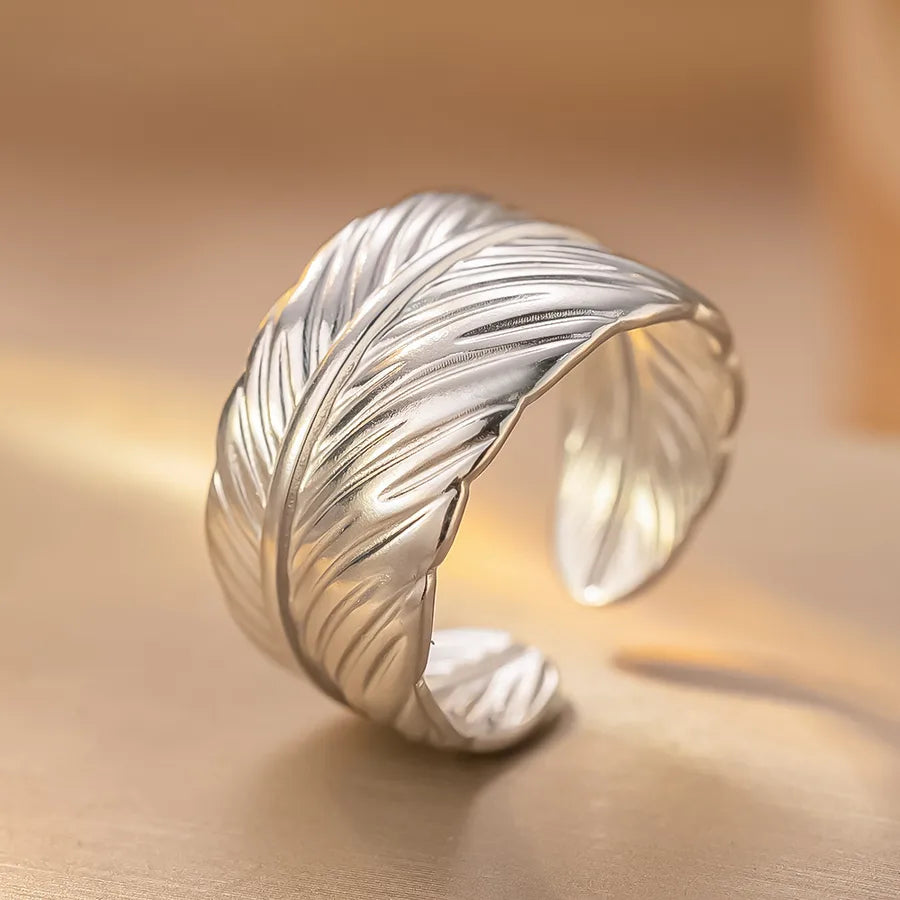 Personalized Titanium Steel Textured Couple Ring K216 Steel Color Ring Open