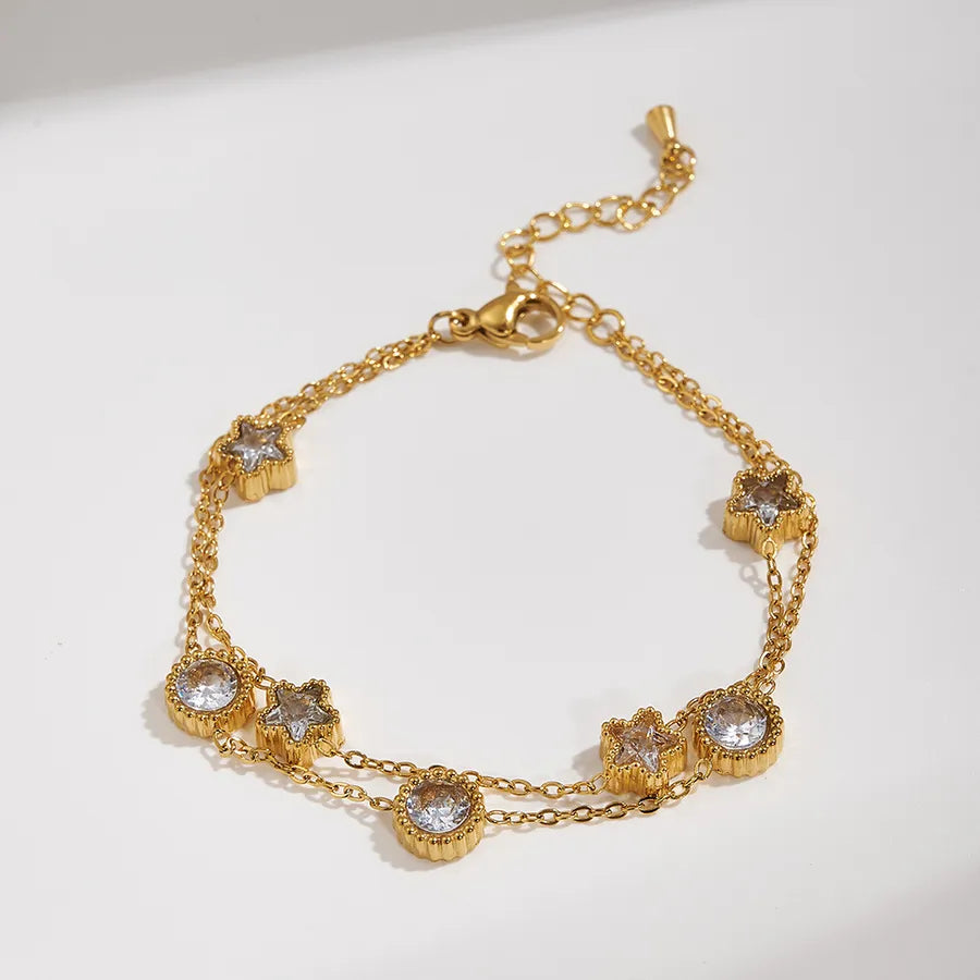 18K Gold Double-Layer Stainless Steel Bracelet A（长度：150+35mm） 1 Strand Package