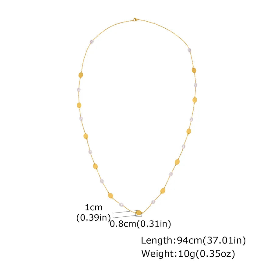 Geometric Stainless Steel Beaded Necklace Gold NC-2499G
