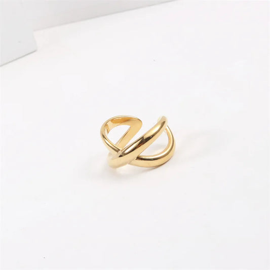 Multi-Layer Geometric Cross Open Ring for Women