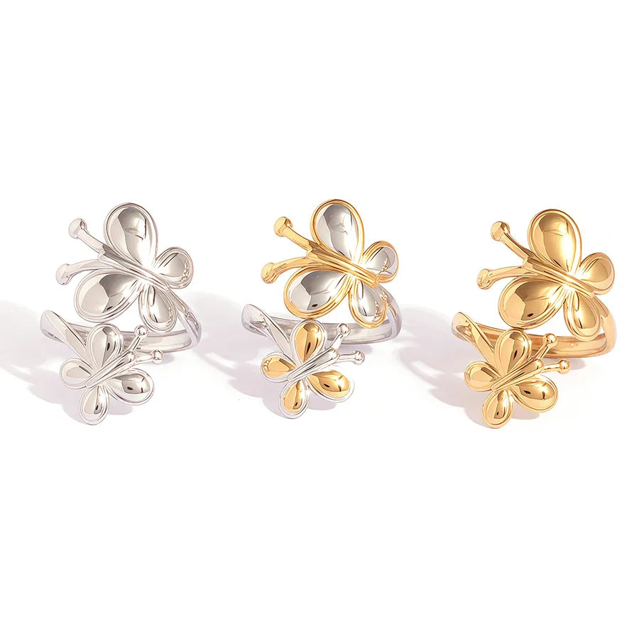 18K Gold Butterfly Adjustable Ring