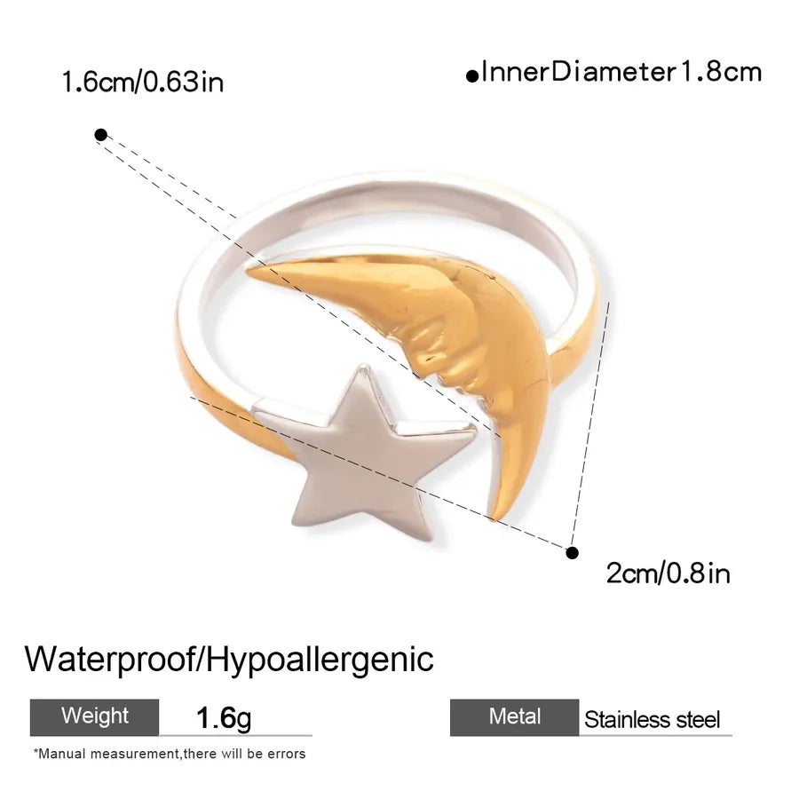 Stainless Steel Geometric Open Ring for Women 4# Ring-Gold-Silver