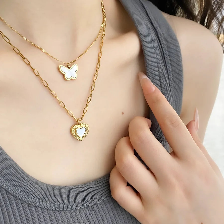 18K Gold Plated Heart & Pentagram Necklace