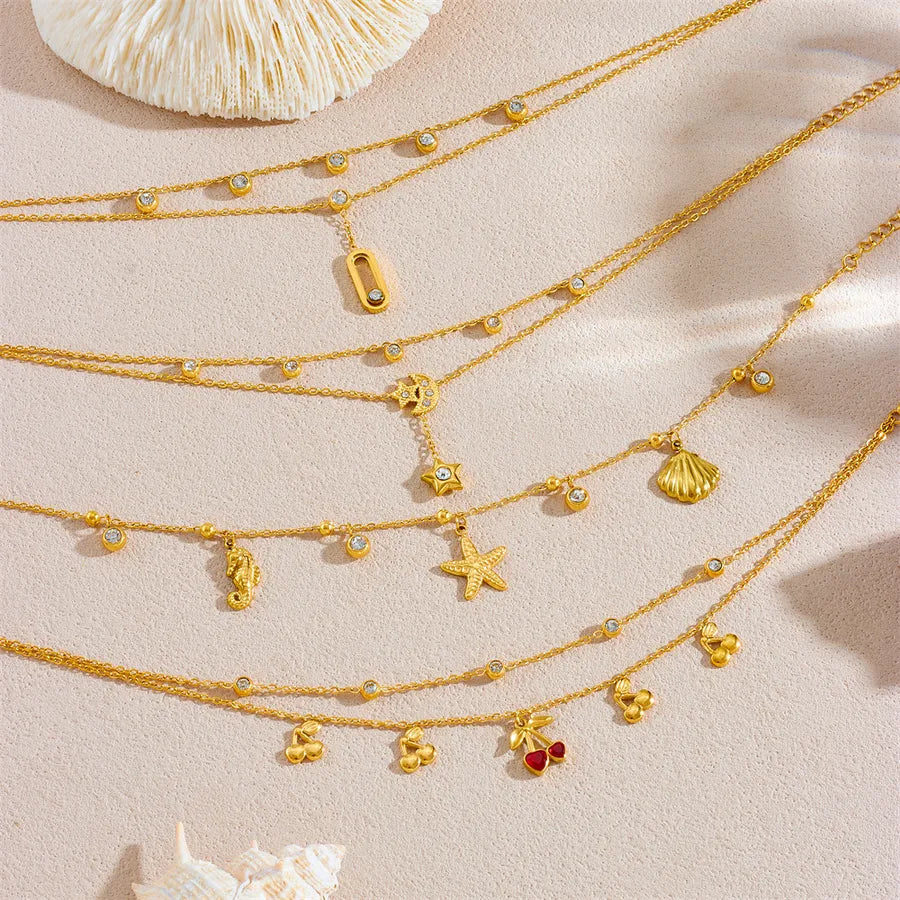 Double Layered Cherry Star Moon Anklet