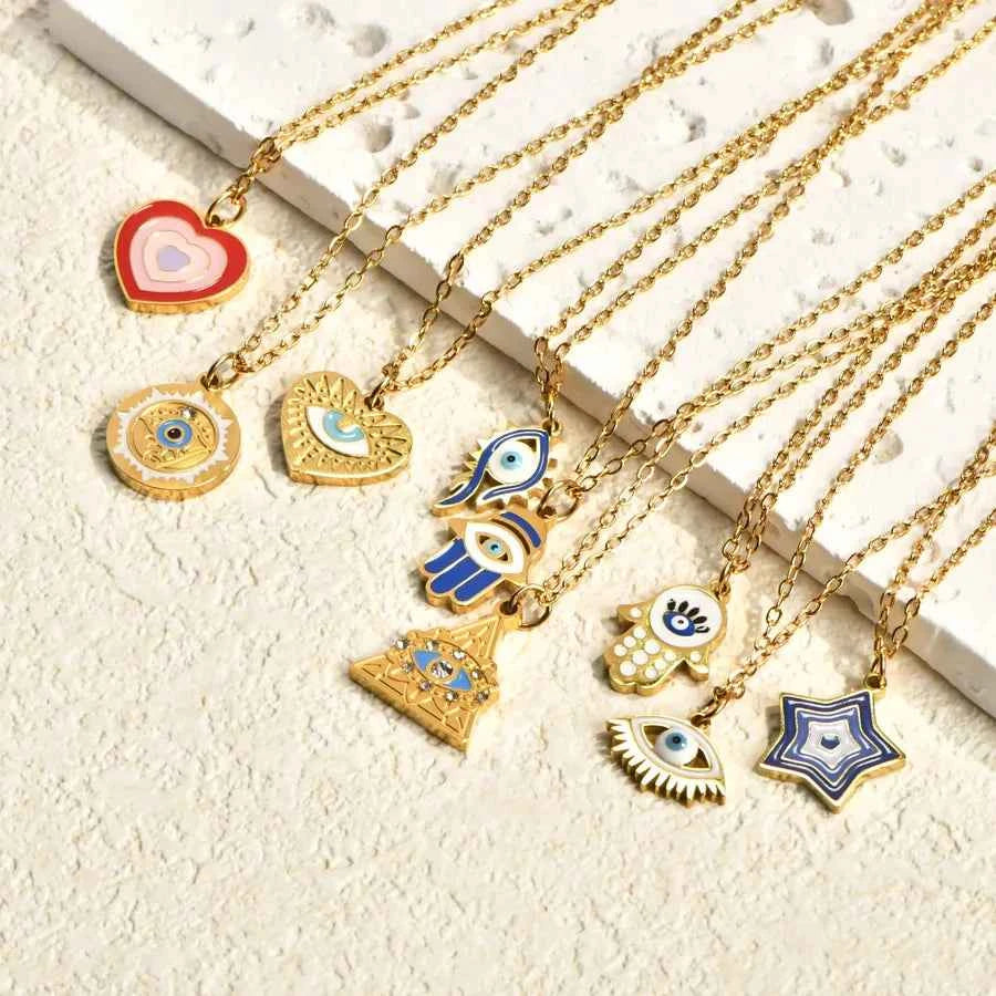 18K Gold Evil Eye Pendant Necklace