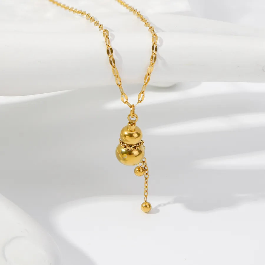 18K Gold Gourd Pendant Necklace – Stainless Steel