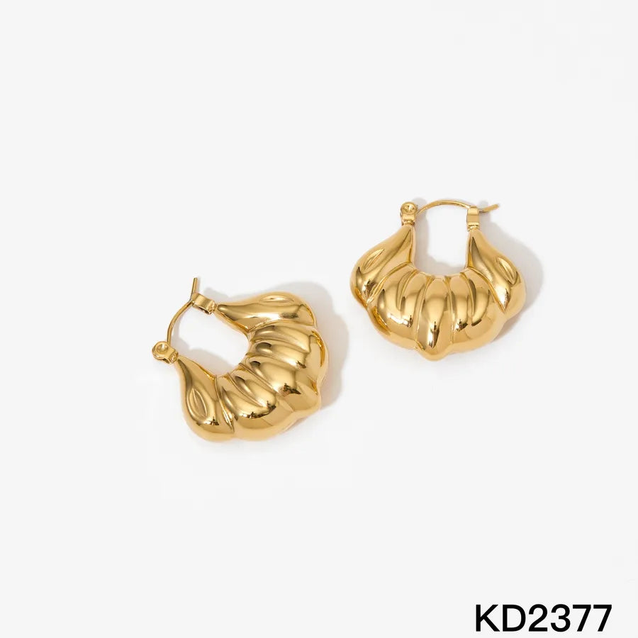 Elegant Geometric Stainless Steel Earrings Gold KD2377