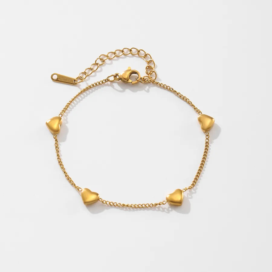 18K Gold Plated Heart Chain Bracelet Gold