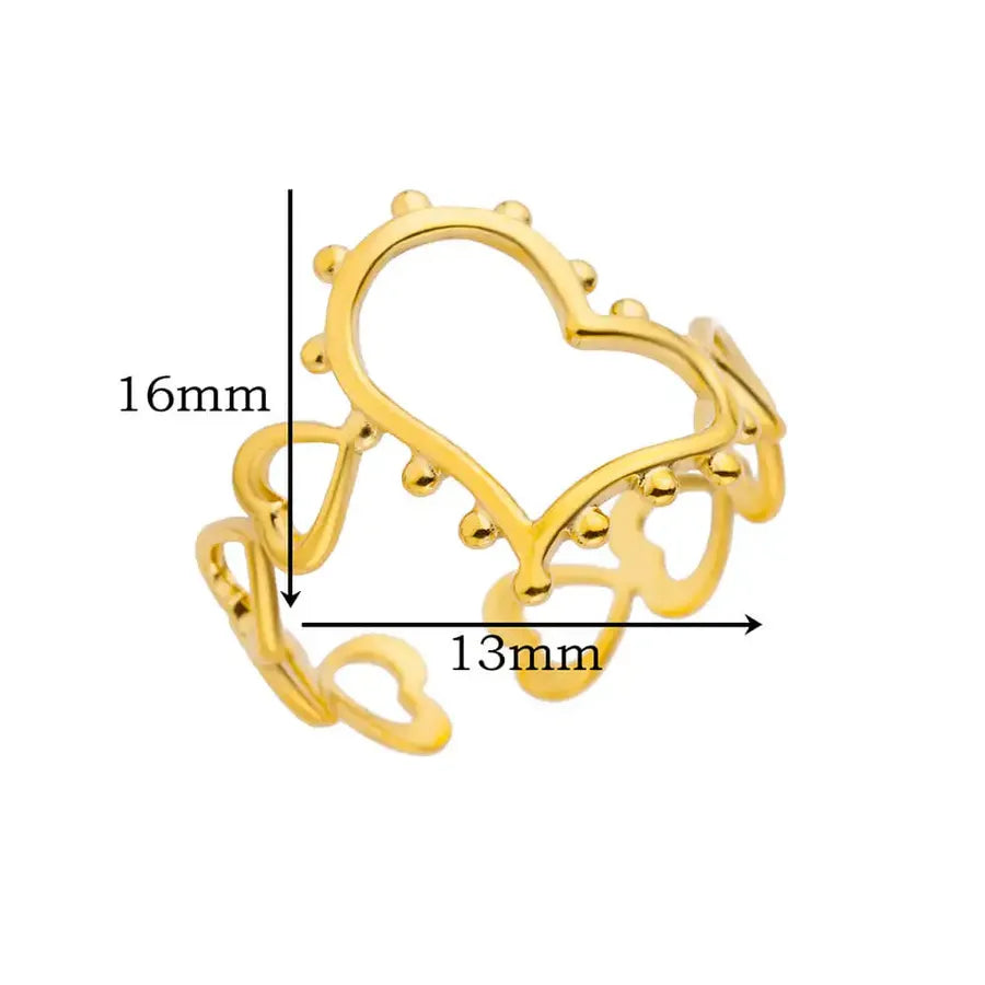 Gold Heart Open Ring for Women