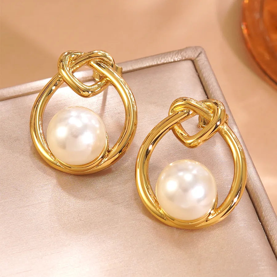 Gold Heart Beaded Earrings for Women