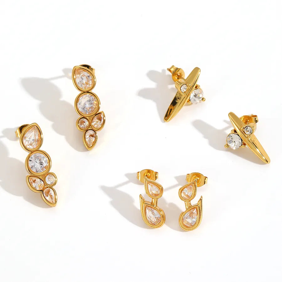 18K Gold Plated Stainless Steel Rhinestone Earrings