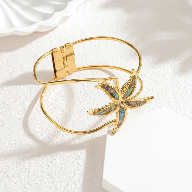 Gold Starfish Bangle Bracelet for Women