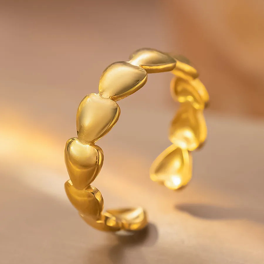 Personalized Titanium Steel Textured Couple Ring K211 Gold Ring Adjustable