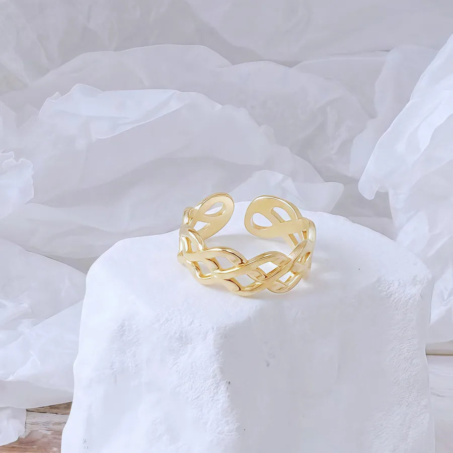 Gold Bamboo Titanium Steel Open Ring Adjustable Opening Golden Hydraulic J19