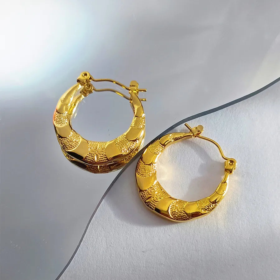 Elegant Gold Titanium Steel Hoop Earrings