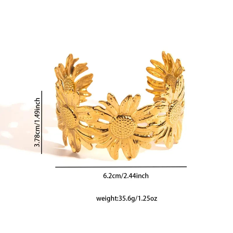 18K Gold Plated Wide Titanium Steel Bracelet B0169