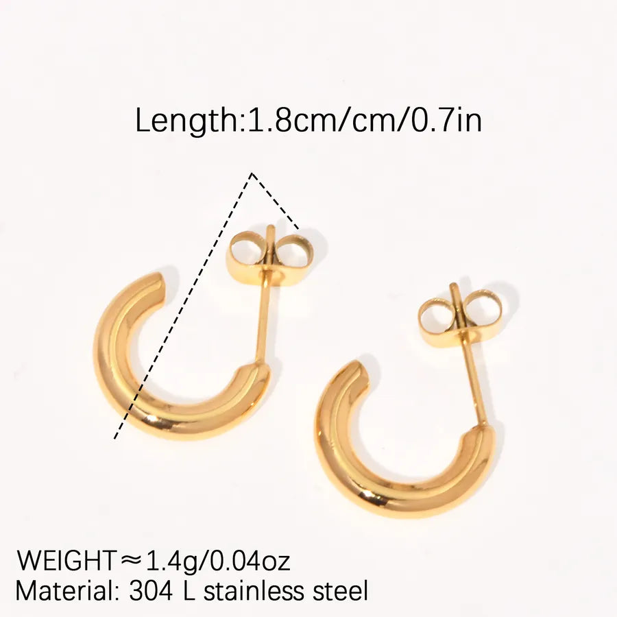 18K Gold Plated Titanium Steel Stud Earrings Average Size 5773001