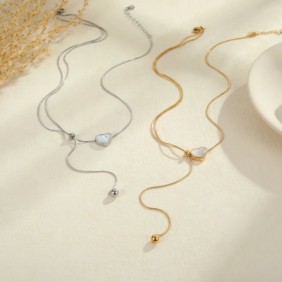 Gold Heart Pendant Y Necklace – Stainless Steel