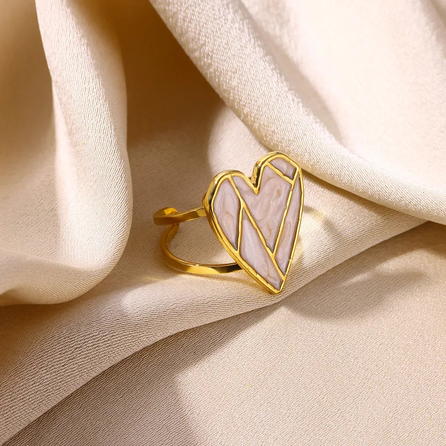 Heart & Star Open Ring – 18K Gold Stainless Steel