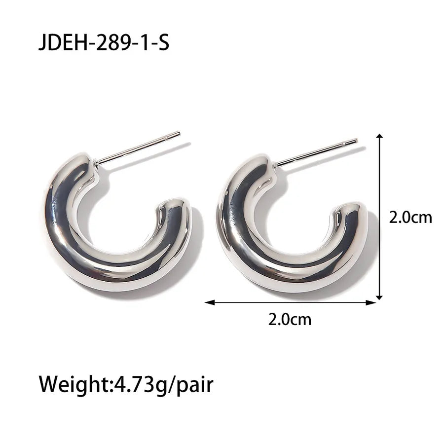 Stainless Steel Geometric Hoop Earrings JDEH-289-1-S