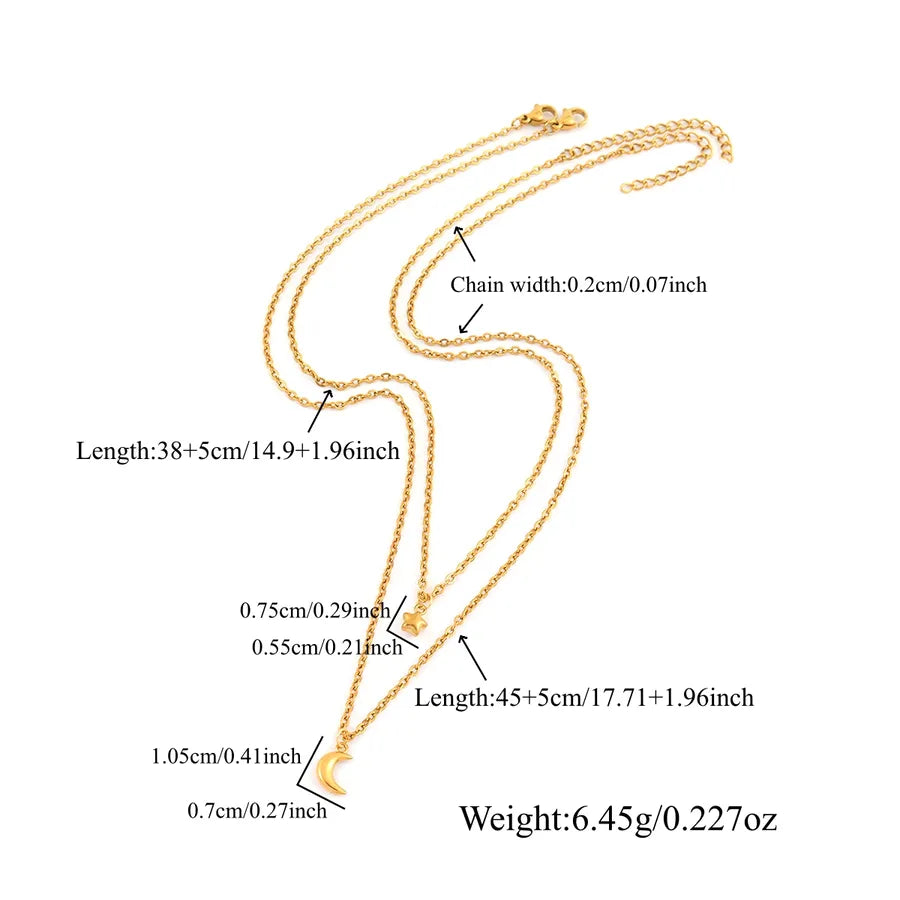 Gold Sun Moon Heart Layered Pendant Necklace