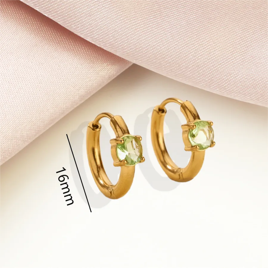 Minimalist Geometric Birthstone Hoop Earrings