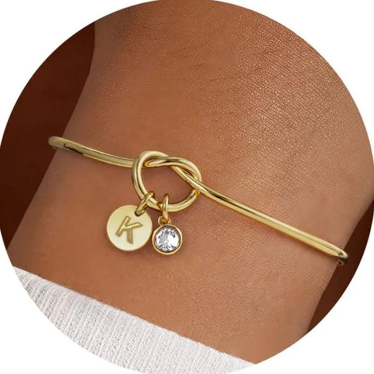 Stainless Steel Birthstone Initial Bracelet April-K