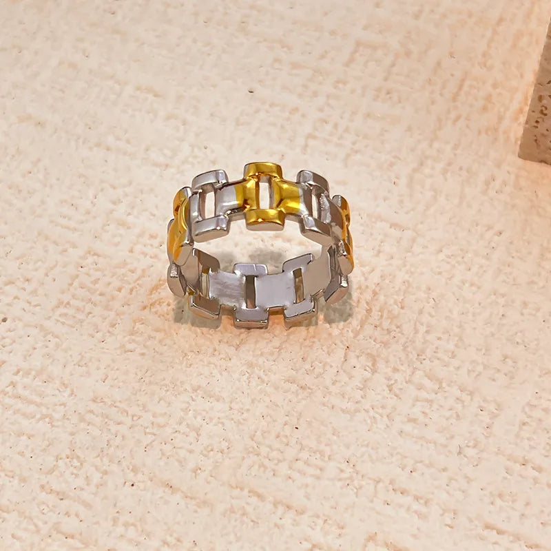 Gold & Silver Hollow Stainless Steel Ring
