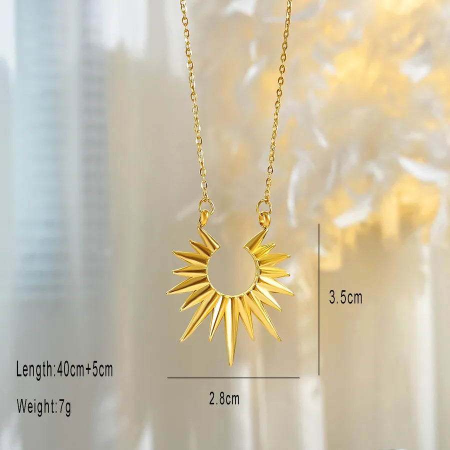 Gold Plated Titanium Letter V Pendant Necklace Gold -Sunflower Necklace