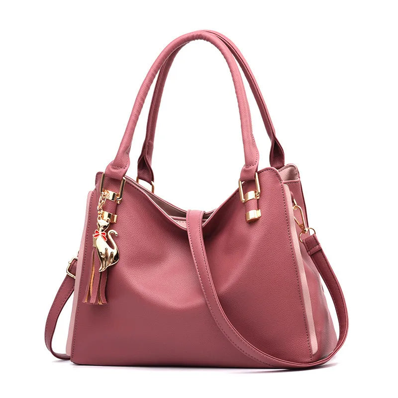 Elegant Soft Leather Shoulder Bag for Women Leather Pink (Reduced Fabric)