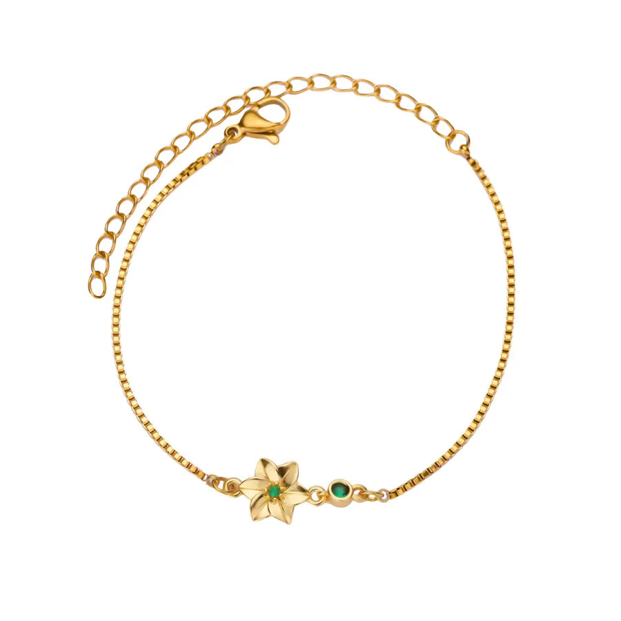 18K Gold Moon Flower Stainless Steel Bracelet B1858G-5