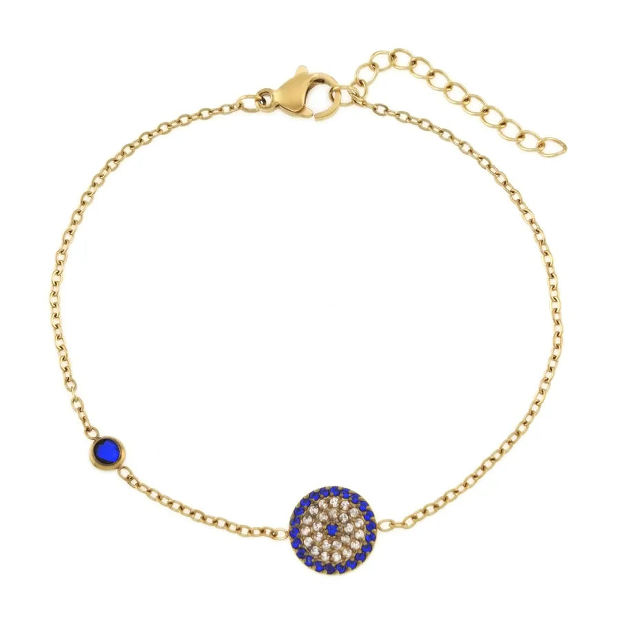 Heart-Shaped Zircon Titanium Steel Bracelet B0239G Round Bracelet